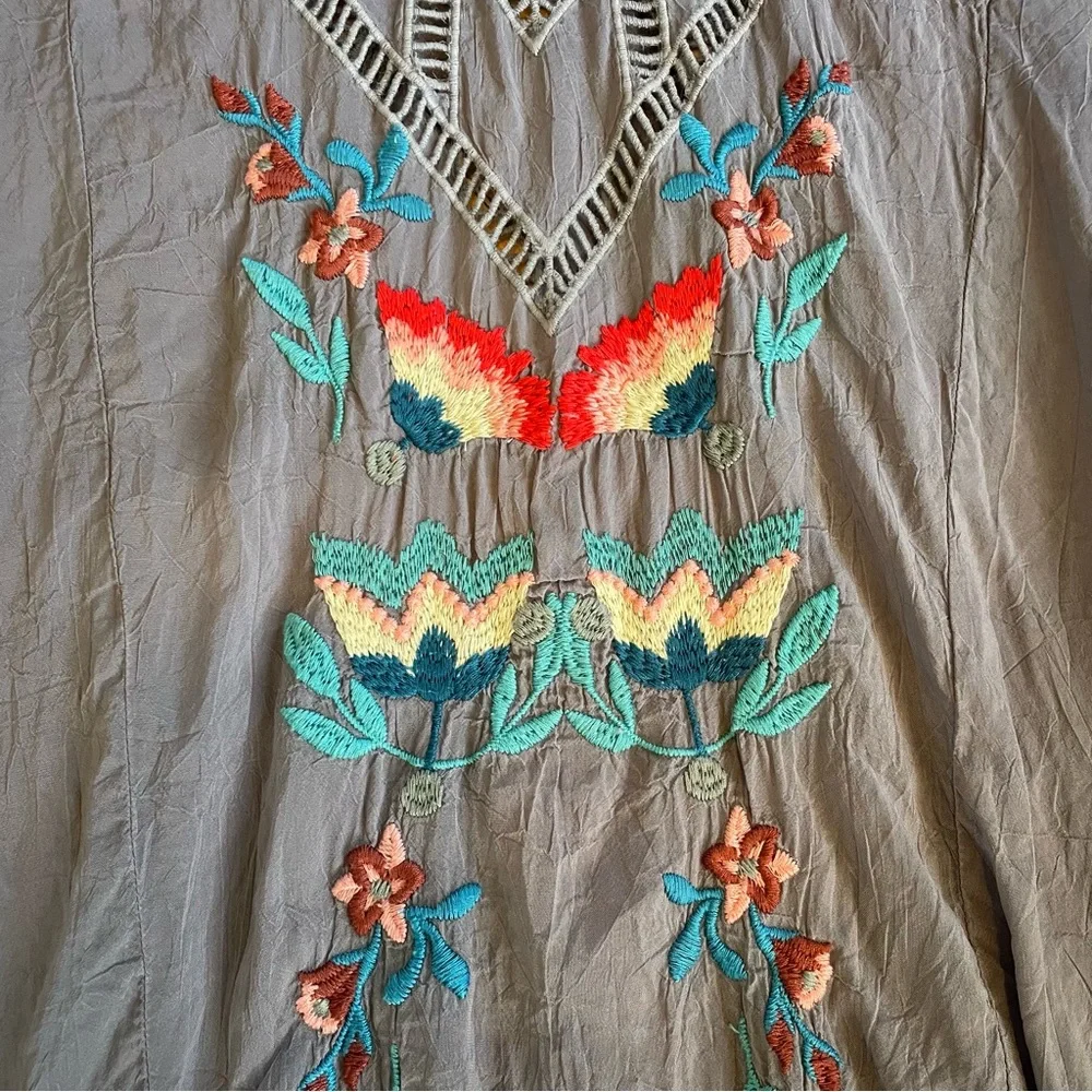 JOHNNY WAS Vara Blouse Top Cupra Rayon Embroidered Cut Out Ladder Lace Boho - Picture 4 of 15